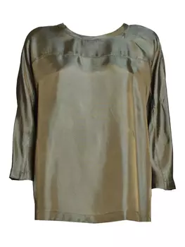 Блузка ASPESI с атласной отделкой, зеленый