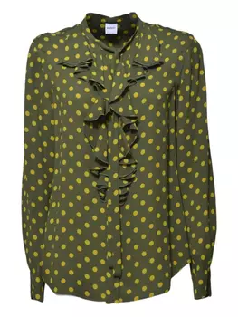 Блузка ASPESI с рюшами и принтом в горошек, зеленый