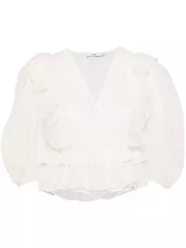 Блузка b+ab в горошек с оборками, белый