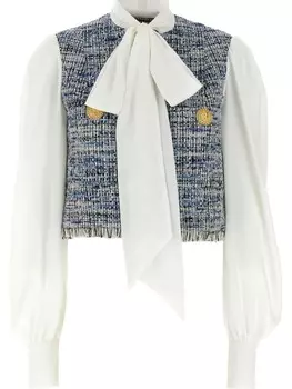 Блузка Balmain с твидовыми вставками, синий