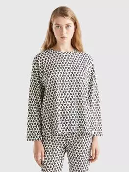 Блузка Benetton, белый/черный