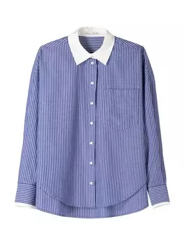 Блузка Bershka, цвет Blue/Smoke blue