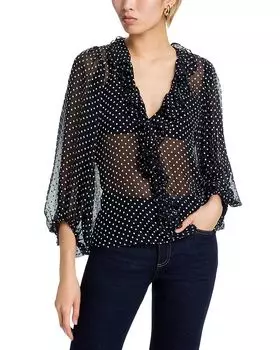 Блузка Betsie в горошек Alice and Olivia, черный