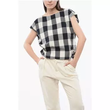 Блузка без рукавов из хлопка в клетку с завязками по низу Woolrich, Bicolor