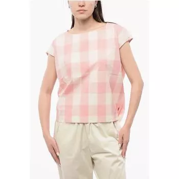 Блузка без рукавов из хлопка в клетку с завязками по низу Woolrich, White