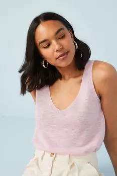 Блузка без рукавов из смесового льна Next, розовый