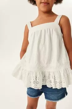 Блузка без рукавов отделанная рюшами Next, белый