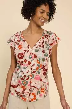 Блузка без рукавов Rae из натурального хлопка White Stuff, бежевый