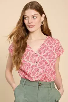 Блузка без рукавов Rae из натурального хлопка White Stuff, розовый