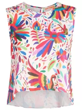 Блузка без рукавов с абстрактным принтом Olympiah, белый