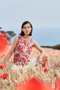 Блузка без рукавов с цветным этюдом Seasalt Cornwall, красный