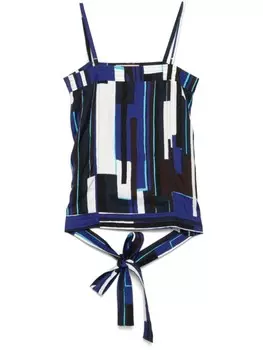 Блузка без рукавов с геометрическим принтом Plan C, синий