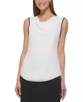 Блузка без рукавов с контрастной отделкой Petite с воротником-хомутом DKNY