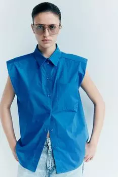 Блузка без рукавов с подплечниками H&M, синий