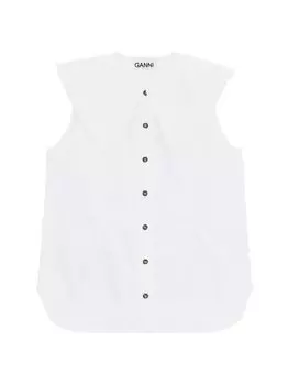 Блузка без рукавов с пуританским воротником GANNI, белый