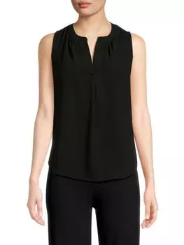 Блузка без рукавов с разрезом T Tahari, черный