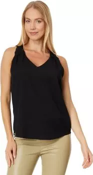 Блузка без рукавов с V-образным вырезом и рюшами Vince Camuto, цвет Rich Black
