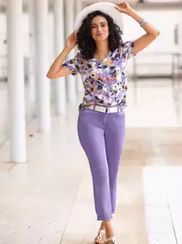 Блузка без шнуровки Inspirations Inspirationen, цвет Apricot-Lavendel-Bedruckt