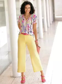 Блузка без шнуровки Inspirations Inspirationen, цвет Zitrone-Lavendel-Bedruckt