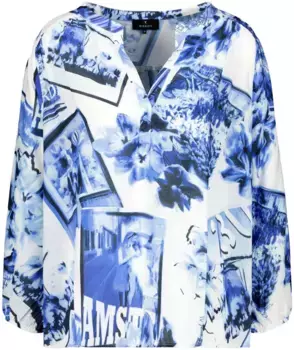 Блузка без шнуровки Monari с принтом по всей поверхности, синий