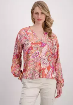 Блузка без шнуровки Monari с узором пейсли, цвет Apricot Gemustert