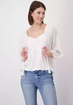 Блузка без шнуровки Monari с вышивкой, белый