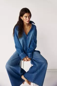 Блузка без застежек из джинсовой ткани H&M, синий