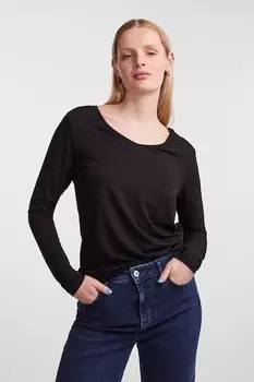 Блузка Billo с люрексом и кружевом Pieces, черный