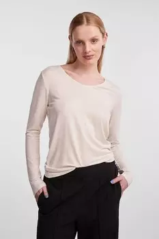 Блузка Billo с люрексом и кружевом Pieces, бледно-розовый