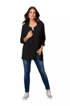 Блузка-блейзер HERMANN LANGE Collection, полупрозрачный, черный