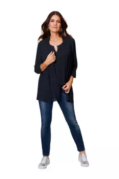 Блузка-блейзер HERMANN LANGE Collection, полупрозрачный, цвет морской волны