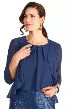 Блузка-блейзер HERMANN LANGE Collection с воланом спереди, синий