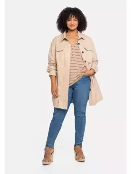 Блузка-блейзер Sheego "Большие размеры", в форме шейке, с боковыми карманами, цвет Camelfarben