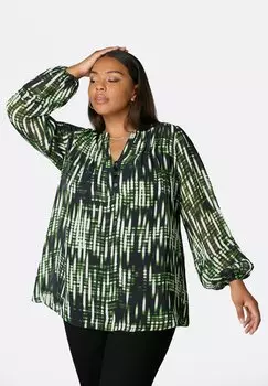 Блузка BLURRED PRINT PINTUCK Live Unlimited London, цвет green