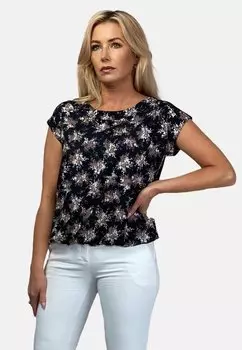 Блузка BOAT NECKLINE REGINA FASHION, цвет black with floral print