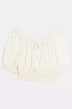 Блузка бохо бардо для девочек River Island, белый