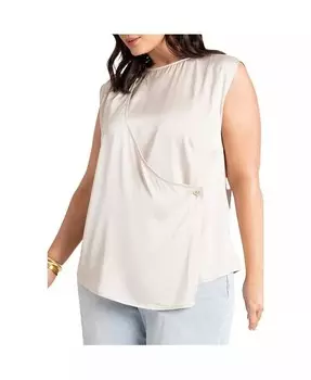 Блузка больших размеров с перекрытием спереди ELOQUII, бежевый