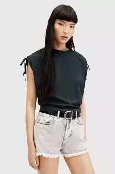 Блузка CASSIE Tee из хлопка AllSaints, черный
