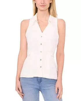 Блузка CeCe Sleeveless Collared Vest Blouse, цвет New Ivory
