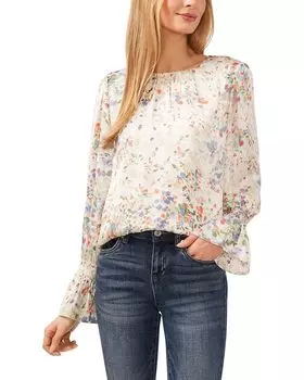 Блузка CeCe Smocked Cuff Blouse, цвет Egret
