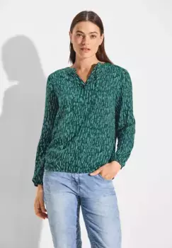 Блузка Cecil с длинными рукавами и эластичным поясом, зеленый