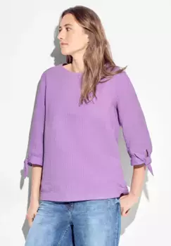 Блузка Cecil с длинными рукавами и декоративной завязкой на рукавах, цвет Sporty Lilac