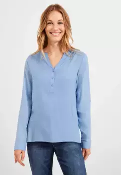 Блузка Cecil с длинными рукавами и функцией отворота, цвет Soft Blouse Blue