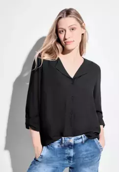 Блузка Cecil с длинными рукавами и планкой на пуговицах, черный
