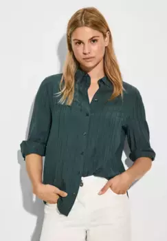 Блузка Cecil с длинными рукавами и планкой на пуговицах, зеленый