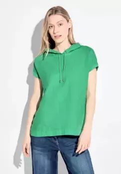 Блузка Cecil с короткими рукавами и капюшоном на кулиске, зеленый