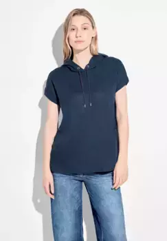 Блузка Cecil с короткими рукавами и капюшоном на кулиске, синий