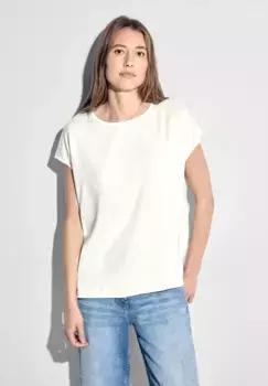 Блузка Cecil с короткими рукавами и круглым вырезом, белый