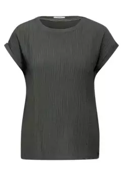 Блузка Cecil с короткими рукавами и круглым вырезом, хаки