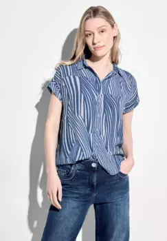 Блузка Cecil с короткими рукавами и планкой на пуговицах, голубой